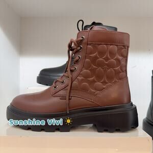 NWT Coach Men's Combat Boot In Signature Leather Vintage Brown CCW08 us 9